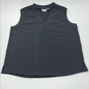 4/$20 White Stag Sleeveless Top Women's Large Black Knit Cotton V-Neck Stretch